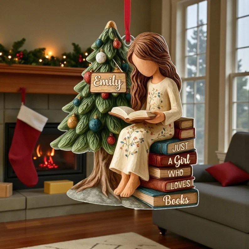 Libros de lectura personalizados para niñas adornos de Navidad libro regalo para amantes Foto 4 de 4