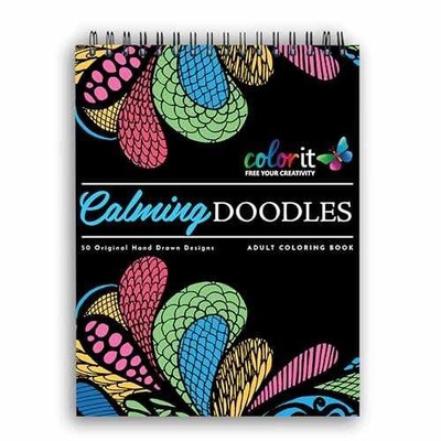 Calming Doodles Adult Coloring Book - - Spiral-bound, by ColorIt - Very Good h