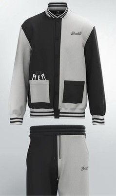 Bloomfield Black Gray Men's Tracksuit Set Jacket & Tapered Pants Logo Trim