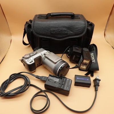 Vintage Sony Cyber-shot DSC-F707 Camera 5.0MP Flash Charger Bag Japan CARD ERROR