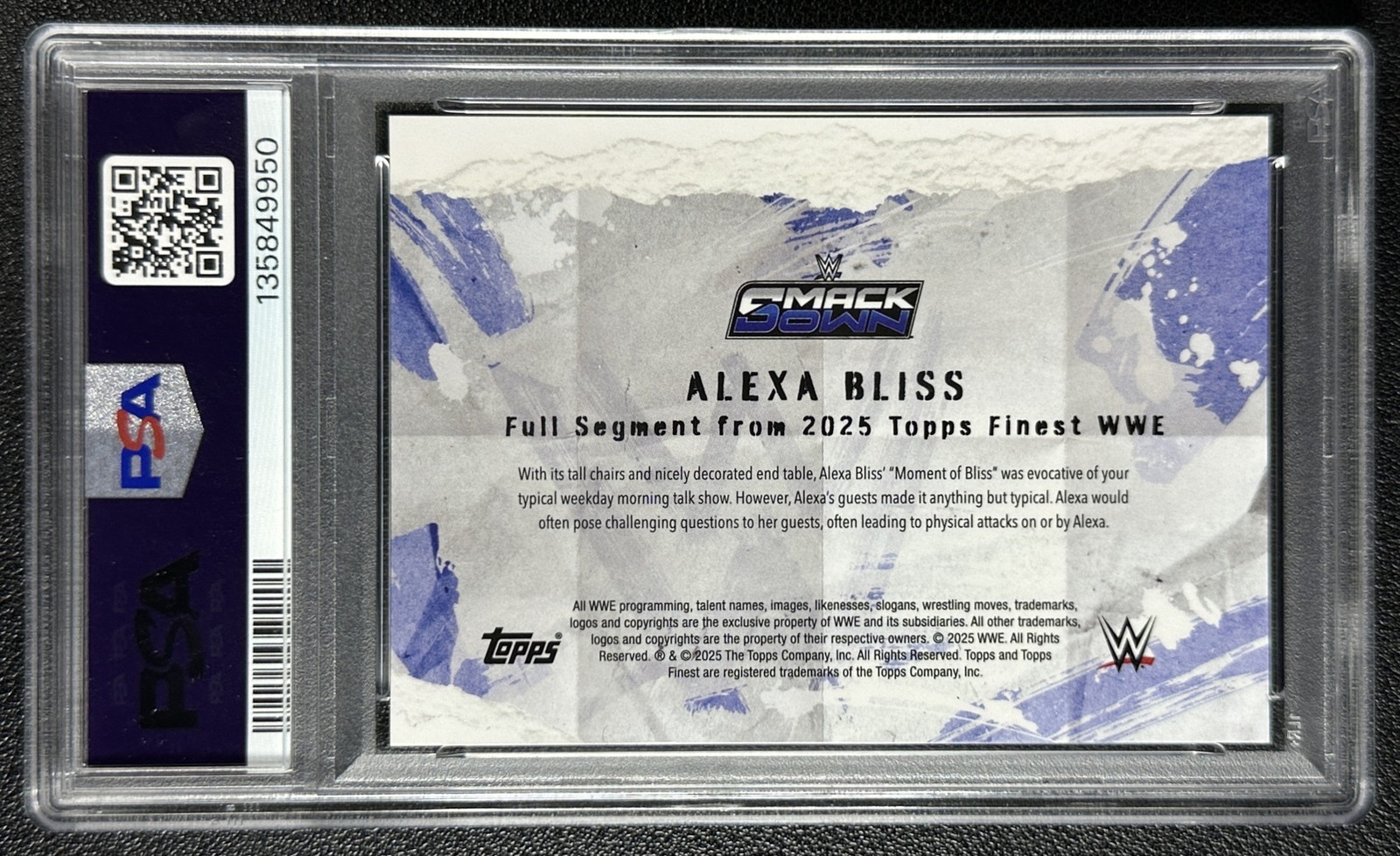 ALEXA BLISS PSA 10 2025 TOPPS FINEST WWE #FS-MOB FULL SEGMENT RED REFRACTOR 3/5 view 2