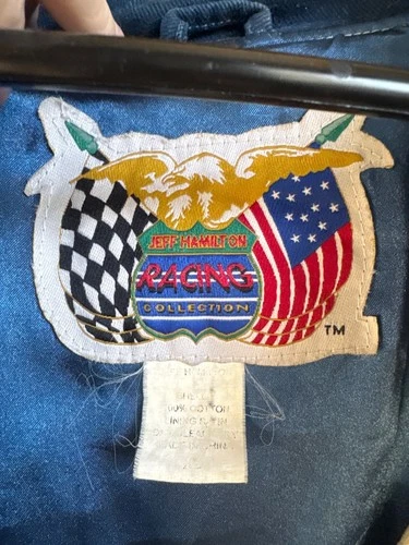 Vintage Jeff Hamilton Jimmie Johnson #48 NASCAR Jacket — XL + 2005 Pin image 2