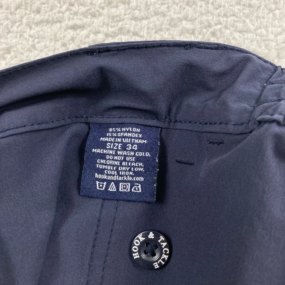 Pantalones Cortos Gancho y Aparejos Hombres 34 Azul Marino Pesca Rendimiento Técnico Nylon Lubina Foto 4 de 4