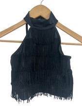 Weissman Dance Black Fringe Racer Back Top SA