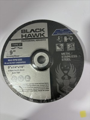 5 Pack - BHA 9'' x 1/4'' x 7/8'' Metal Grinding Wheels T27 Discs for Angle Grinders
