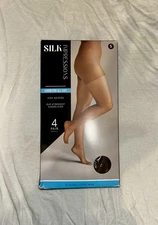 Silk Impressions Pantyhose Small 2 Pair Hi Waisted Sheer Coffee Nylons Tights