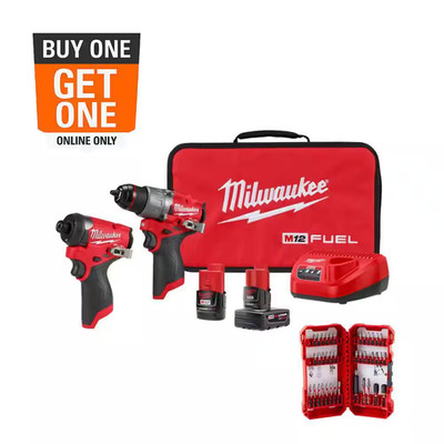 M12 FUEL 12-Volt Li-Ion Cordless Hammer Drill and Impact Driver Combo Kit with I