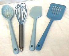 4 Silicone Kitchen Utensils "Core Kitchen" Whisk Spatula Slotted Spoon & Turner
