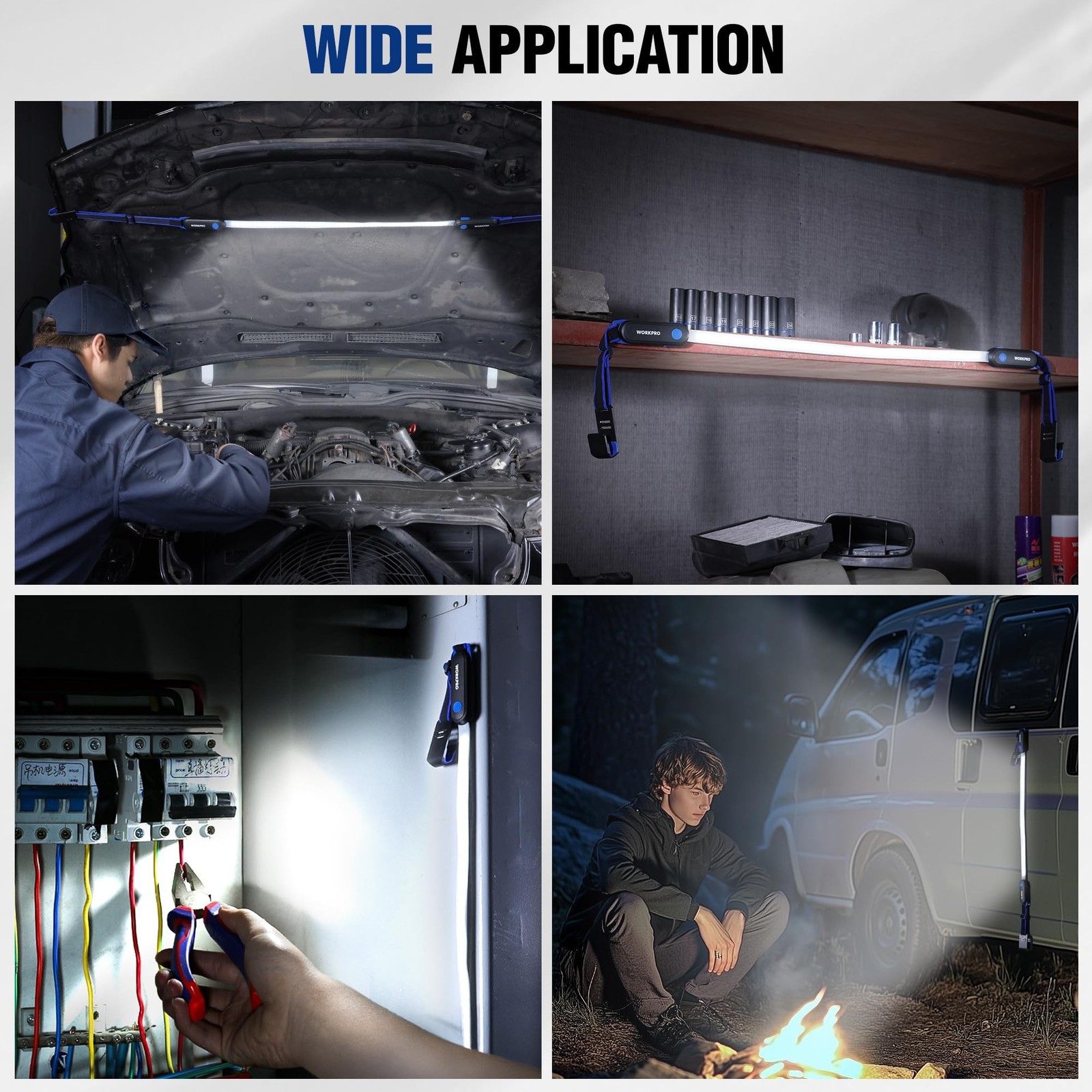 WORKPRO Rechargeable Underhood Work Light, 25inch Long Foldable LED Work Ligh...