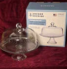 VTG Anchor Hocking Canton Glass Cake Stand with Dome, 12" Plate, 10" Dome, Clear