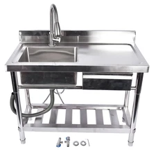 Garage Outdoor Sink Kitchen Commercial Sink Free Standing Sink Laundry Silver