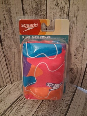 Speedo Kids' Fabric Arm Band - Pink Blue Swim Training Floats for Ages 2-12