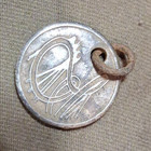 Exddd8ngraved Round Love Token Coin Charm Pendant w/ Loop Jump Ring, Bird Design — photo 1