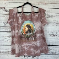 Women's Torrid Zion Willie Nelson Tie Dye Cold-Shoulder Cotton Casual T Shirt 4X