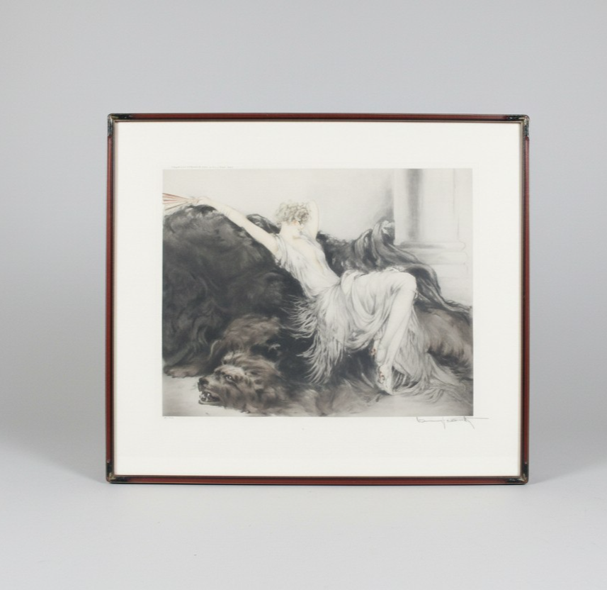 LOUIS ICART Signed Original PARESSE Laziness Art Deco Female