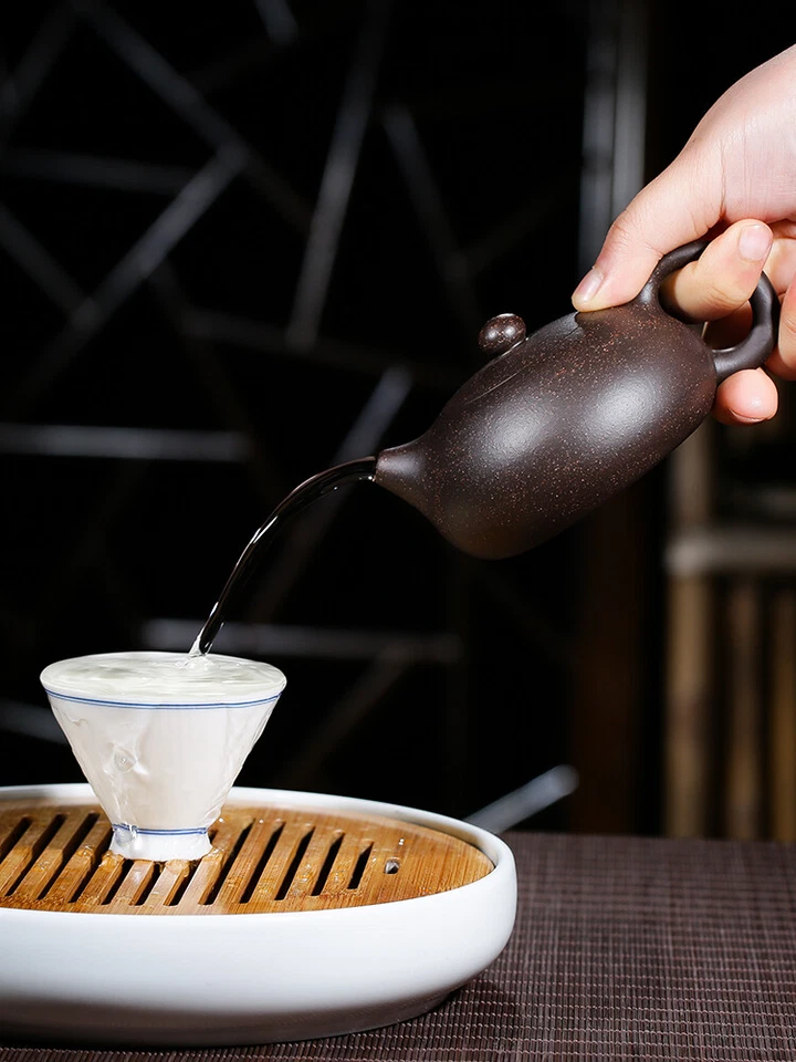 Marked Xishi Tea Pot Real Yixing Zisha Black Galaxy Clay Pot Handmade Ball Holes - Image 4 of 4