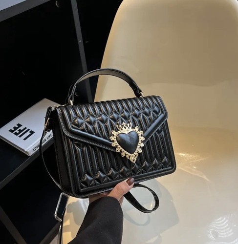 Luxury Quilted Square Hand Bag Black/Gold Hardware