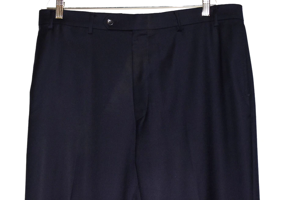 Pantalones de vestir Nautica negros de lana frente plano pierna recta para hombre talla 38x34 Foto 2 de 4