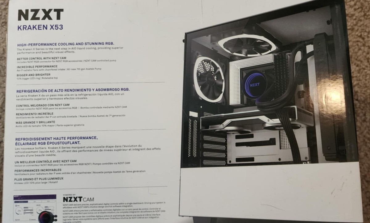 NZXT Kraken X53 240mm AIO Liquid CPU Cooler for Intel/AMD (Open