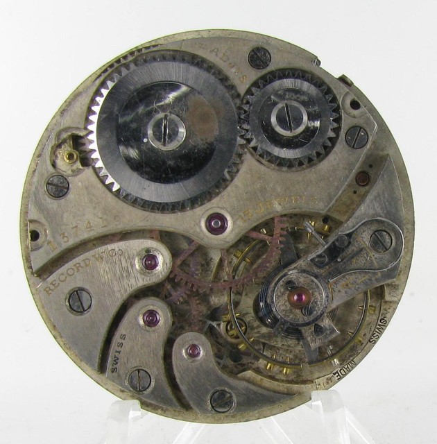 Record Pocket Watch Movement 17Jewels 39 mm in size.4 Adj'sparts or