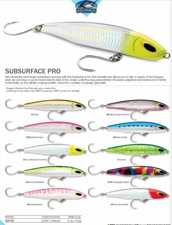Williamson SSP130 Sub Surface Pro Pick Color & Qty NIP Saltwater DISCONTINUED - Image 3 of 3