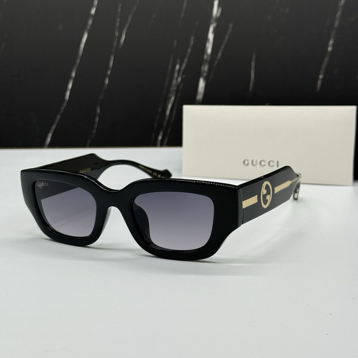 NEW GG1558SK 001 GUCCI BLACK GREY SQUARE WOMEN GUCCI NEW GG1558SK 001 GUCCI BLACK GREY SQUARE WOMEN GUCCI
