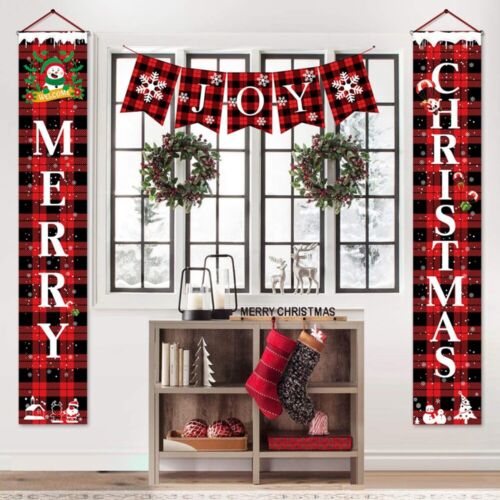 3PCS Merry Christmas Porch Sign Door Banner Wall XMAS Hanging  Party Decoration - Picture 1 of 12