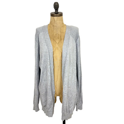LOVE ELLIE Stitch Fix Long Open Cardigan L Gray Soft Ribbed Lightweight NEW B17