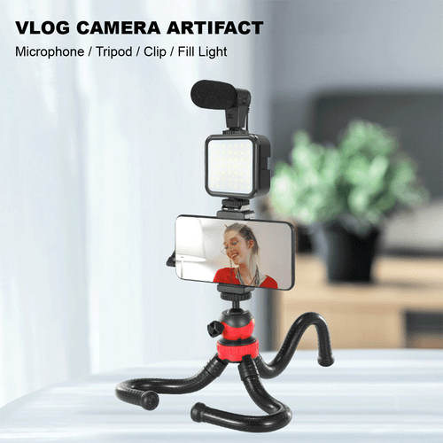 04LM Vlogging Kit LED Light Mobile Vlog Phone Video Selfie Stand Gorilla Tripod - Picture 3 of 12