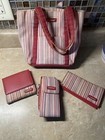 Longaberger Striped Purse Checkbook Cover Wallet Phone Case 4 Piece Set