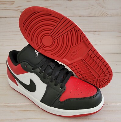 Nike Air Jordan 1 Low Bred Toe Black Red Retro Shoes 553558  display picture 2