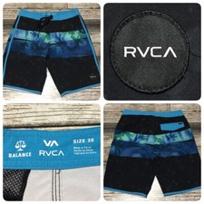 RVCA Floral Boardshorts Men s 30 Blue Black Inseam 10 Drawstring