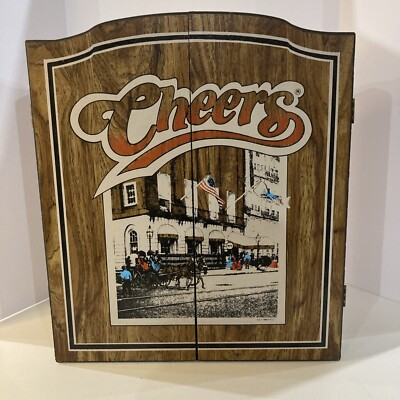 Cheers TV Show Vintage Dart Board Cabinet Wood Man Cave Wall