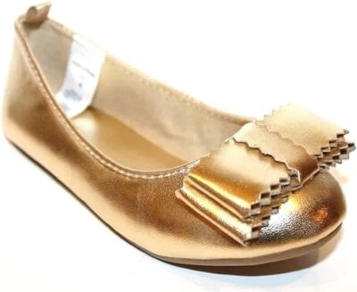Baby Gap NWT Toddler Preschool Girls 6 7 8 9 10 Gold Ballet Flats w/ Squared Bow