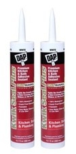 2 DAP KWIK SEAL PLUS Silicone Kitchen  Bath Sealant WHITE 10.1 oz 18510