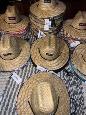 Hurley Straw Sun Lifeguard Beach Hat Raffia Wide Brim Men's