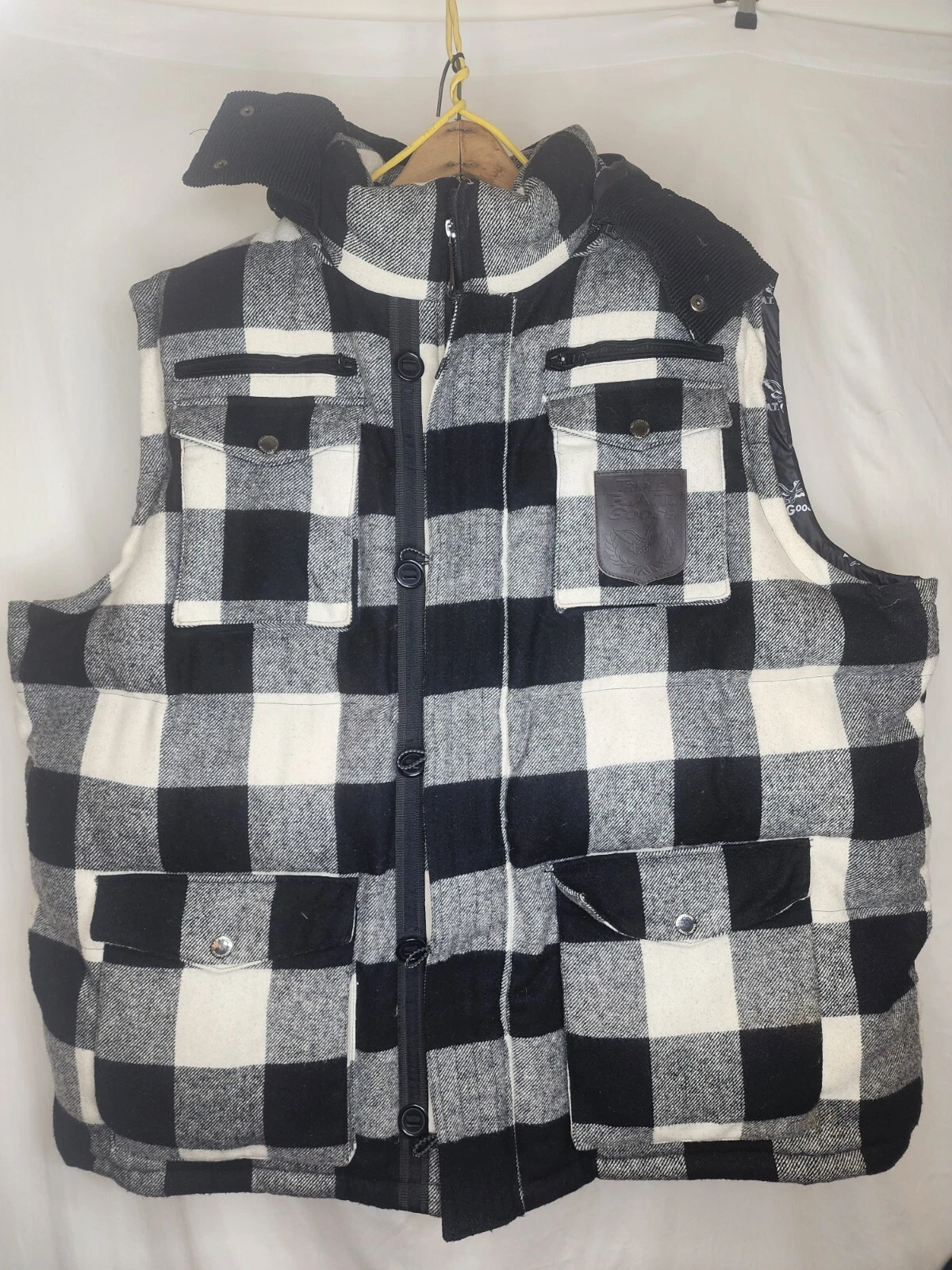 Triple Fat Goose Down Plaid Buffalo Vest Mens Chest 5XL 31in Chest Snow Rapper
