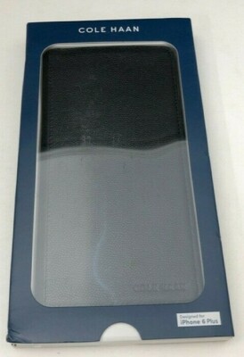 NEW Cole Haan British Black Leather Folio Wallet Case for iPhone 6+ plus 