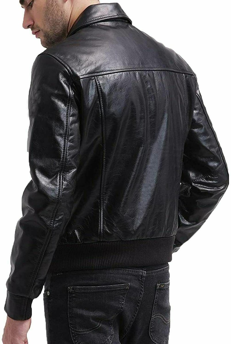 Veste Moto Longue En Cuir D'agneau Véritable Zayn - Noir - Homme - Neuf Avec étiquettes