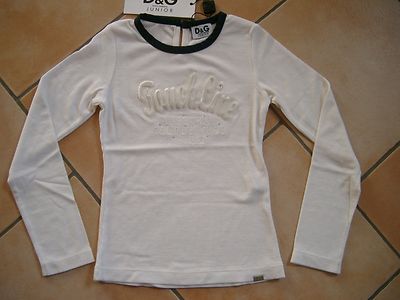(C338) Dolce & Gabbana Girls Shirt tailliert + Strass Besatz & Stickerei gr.140