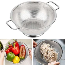 Stainless Steel Deep Colander Kitchen Strainer Large For Washing Rice Silver