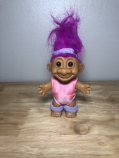 Vintage Russ 4.5" Troll Doll Exercise Yoga Leotard Leg Warmers Purple Hair Band