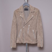 ALL SAINTS Suede Leather Jacket Mens SMALL Biker Bomber Celebrity Grail SAVOY