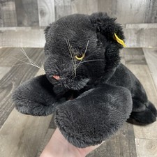 Steiff 16" Black Cat Panther Plush Cosy Friends German Germany laying down