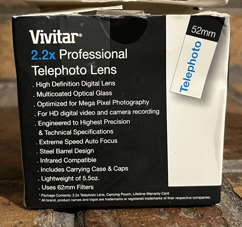 Vivitar 2.2X Professional 52mm Telephoto Lens VIV52T HD4 Optics ✅ Open Box - Image 4 of 4