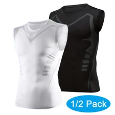 Mens Stretch Compression Workout Base Layer Tank Top Sports Vest Singlet T-Shirt