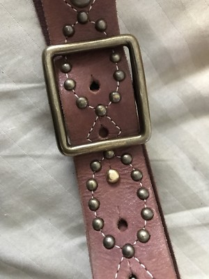 Studded SOLID BRASS Buckle BOHO Leather Western Hippie Brown  display picture 1