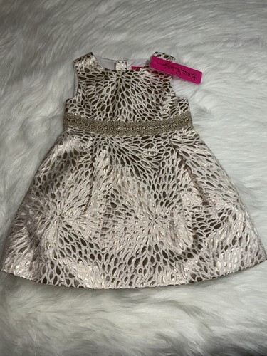 Lilly Pulitzer NWT Abrianna Girls Gold Metallic Lagoon Dress $118 Size 2,3 - Picture 18 of 24