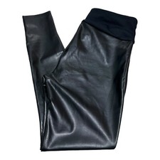 SPANX Assets All Over Faux Leather Leggings Women's XL Black High Rise Shaping