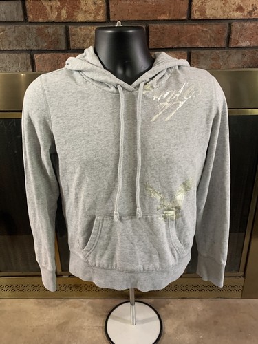 American Eagle Gris Con Capucha Sudadera con capucha para mujer Talla  Mediana De Colección secuencia de comandos de oro | eBay